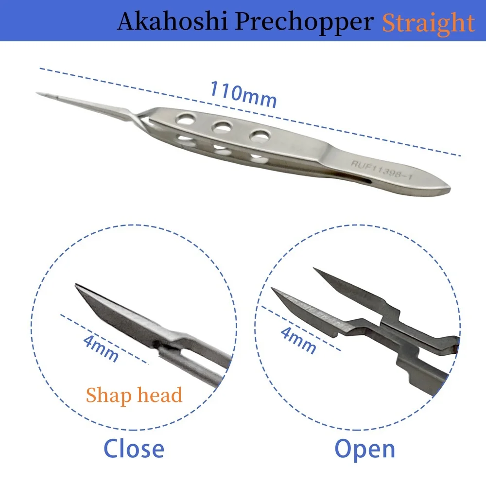 Titanium/Stainless steel Eyelid Akahoshi Prechopper Akahoshi Phaco Prechopper flat handle Ophthalmic Eye Instrument - Image 2