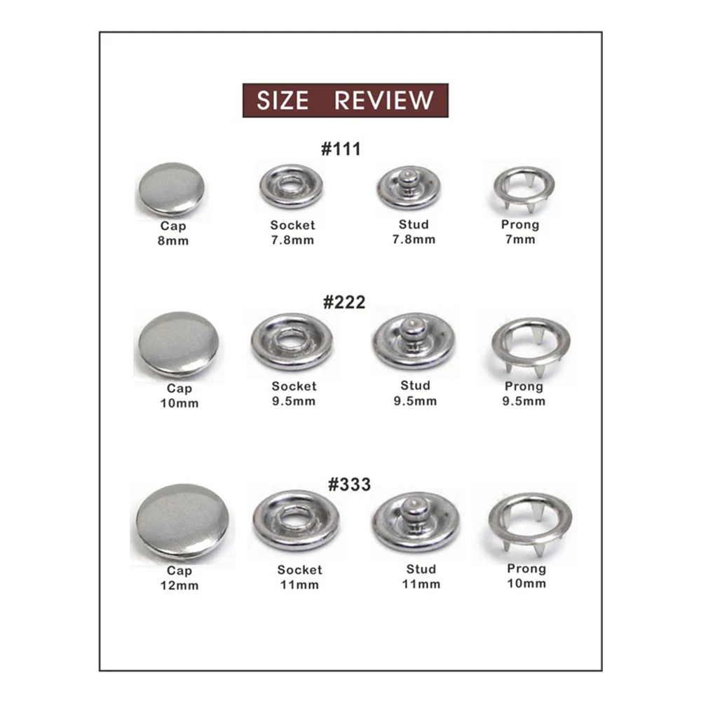 200 مجموعات/وحدة # 333 # 222 # 111 12 مللي متر/10 مللي متر/8 مللي متر غطاء نحاسي الشق أزرار إطباقية 4 أجزاء أزرار السحابة أزرار معدنية FP-012 #2