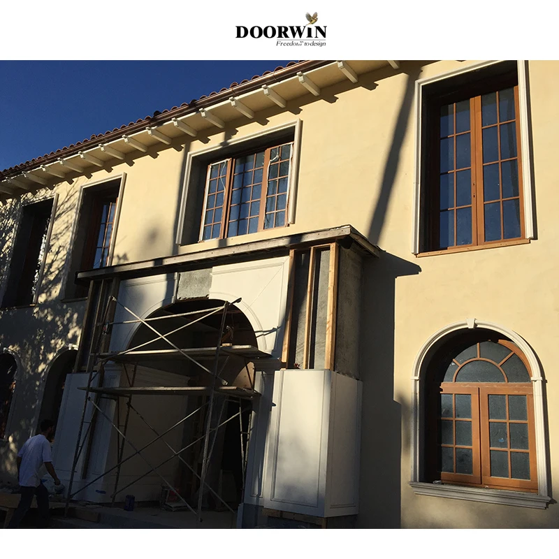 Customized Size Aluminum Windows Modern Design French Window Low-e Exterior Wood