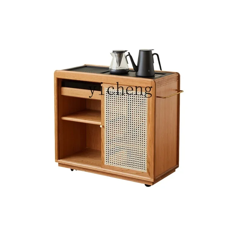 TQH tea cabinet mobile tea table cherry solid wood side cabinet small household boiling water cabinet tea table