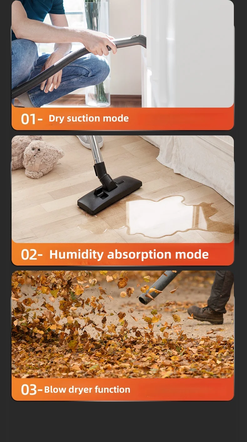 3 in 1 습식 및 건식 진공 청소기 가정, 자동차 및 상업용 산업용 클레에 적합한 다기능 고출력 진공 청소기