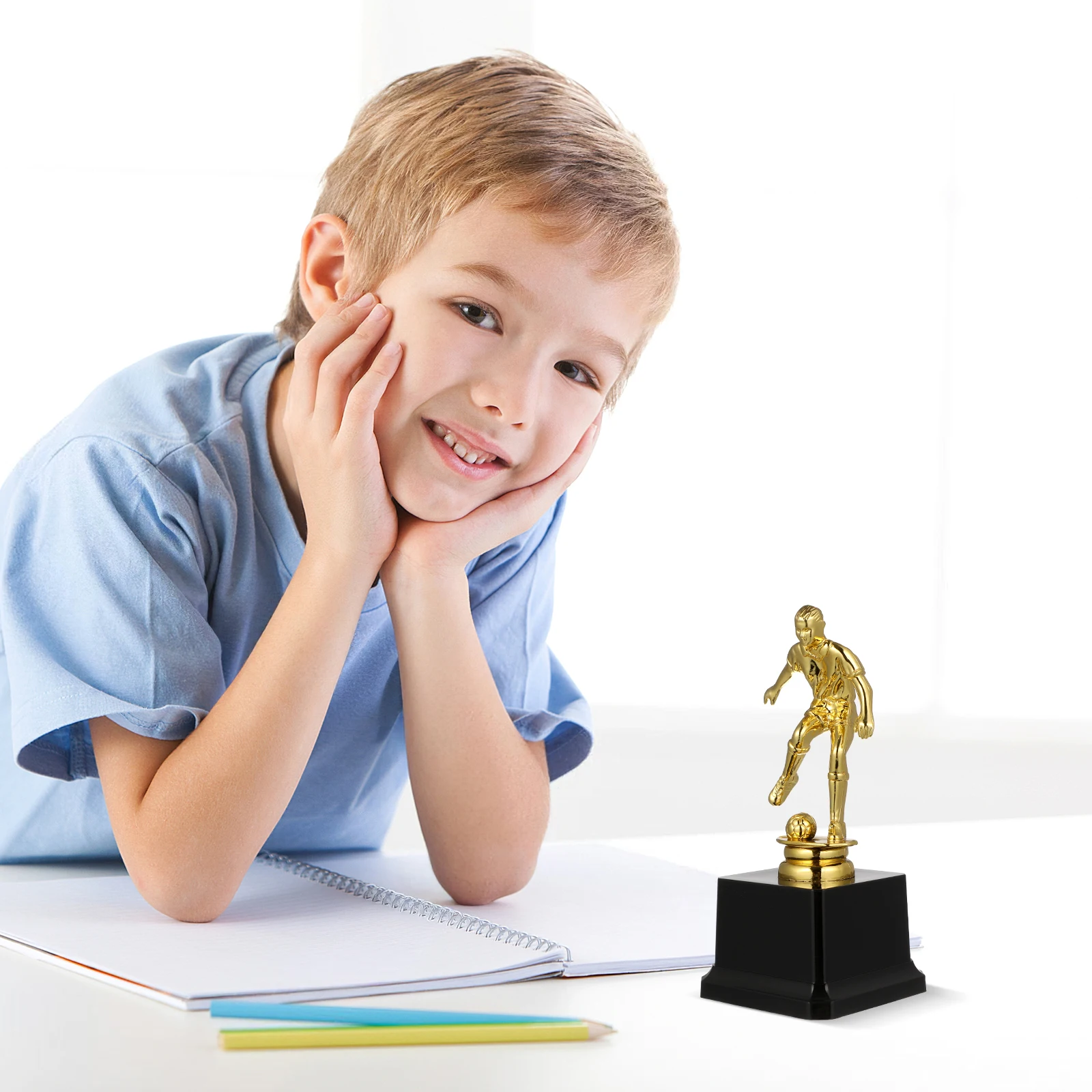 

Little Golden Man Trophy Soccer Team Tower Presents Small Trophies Ribbon Awards for Kids Winner Student Championship