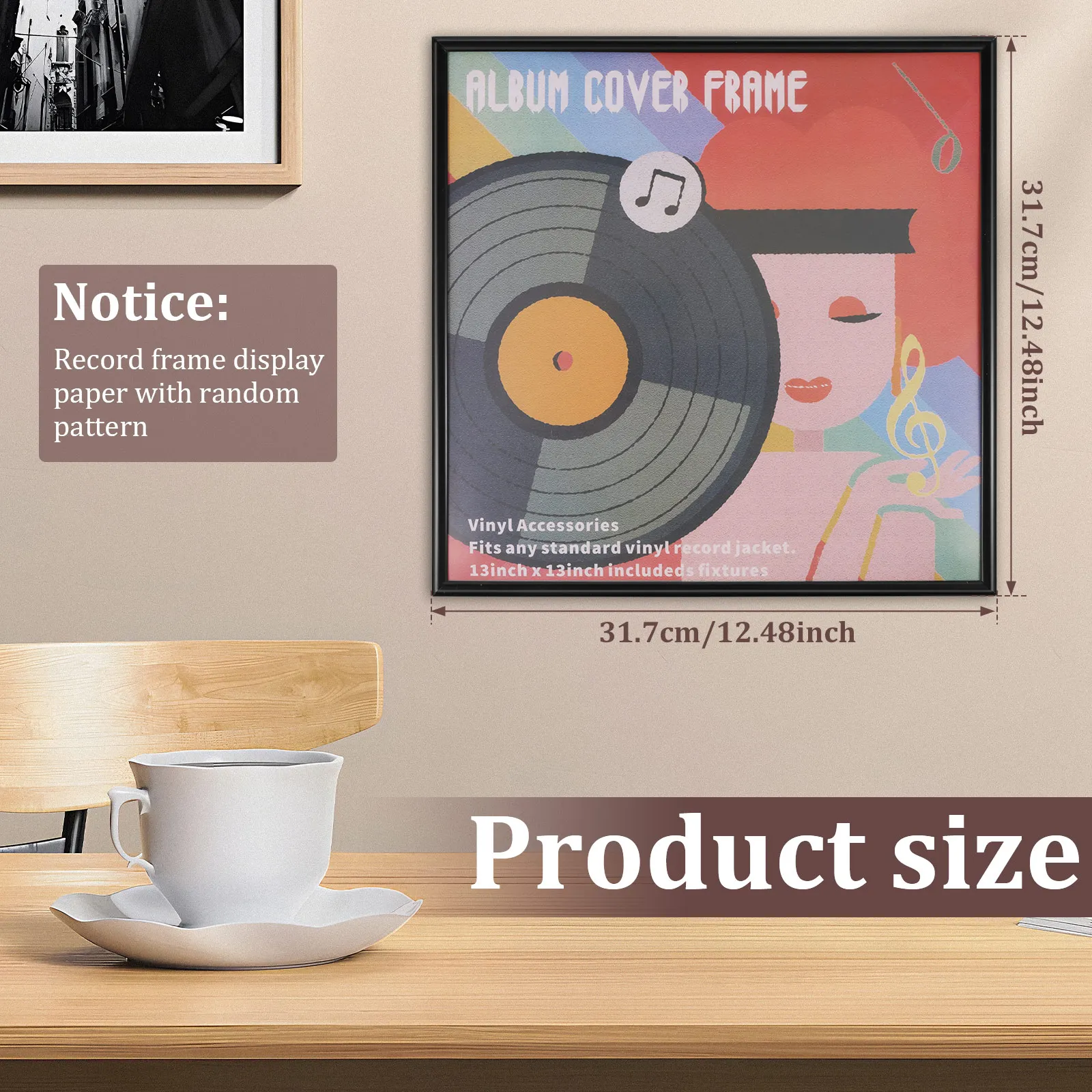 4 Pcs LP Album Display Frame Versatile Music Album Frame Wall and Tabletop Decorative Photo Frames for Music Studio Living Room