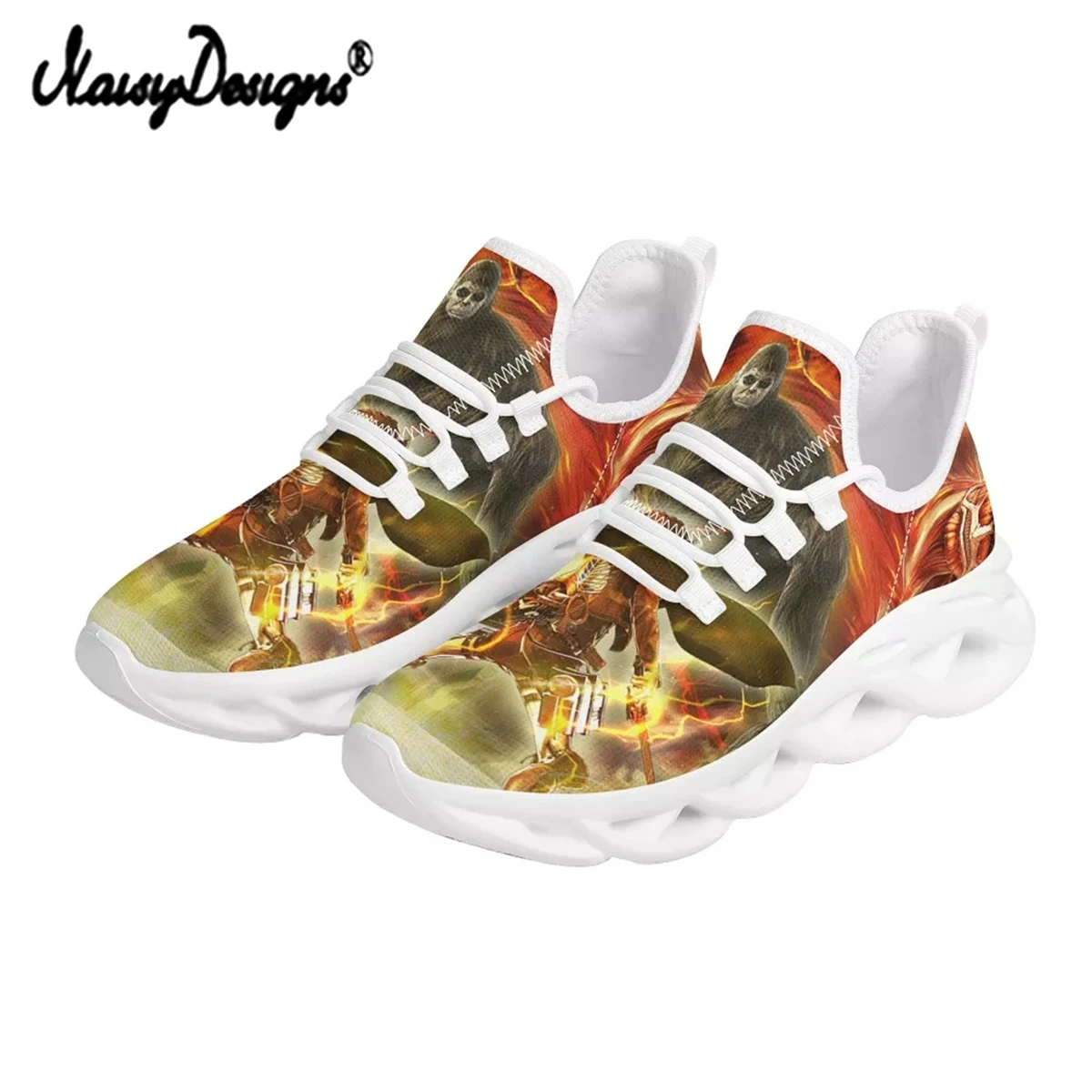 Noisydesigns Fashion Men Casual Shoes 2021 Brand Anime Attack On Titan Design Sneakers Men Lightweight Lace-up Walking Sneakers