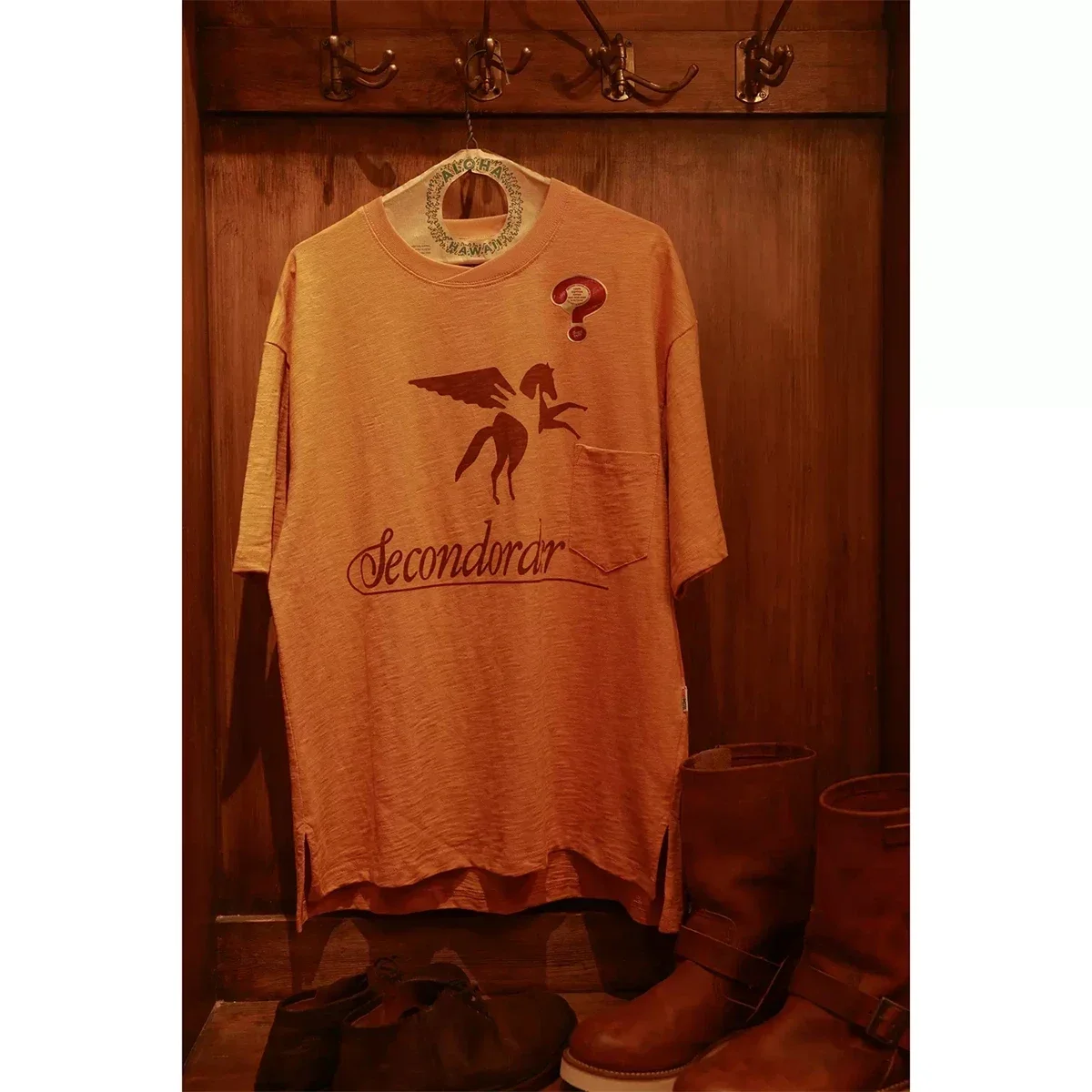 

Second Order American Western Style Graphic T-Shirt Slub Cotton Men Pocket Tee
