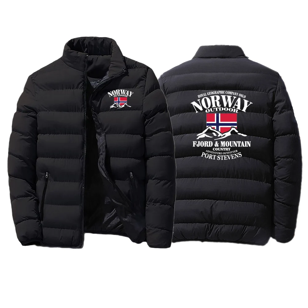 Norway Flag Fjord Mountain 2025 Autumn Winter Cardigan Windproof Warm High Quality Coat Popular Long Sleeve Zip Cotton Jackets