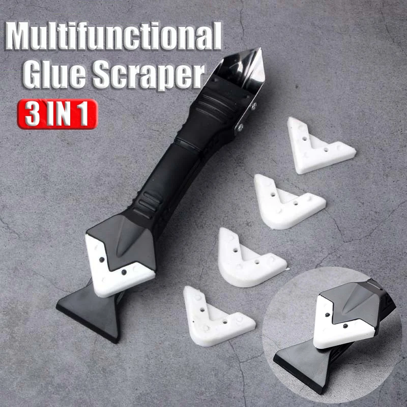 Silicone Scraper Squeegee Glue Remover Knife Caulking Angle Beauty Crack Trowel Tool Grout Scraper Kit 3in1 Multifunctional Home