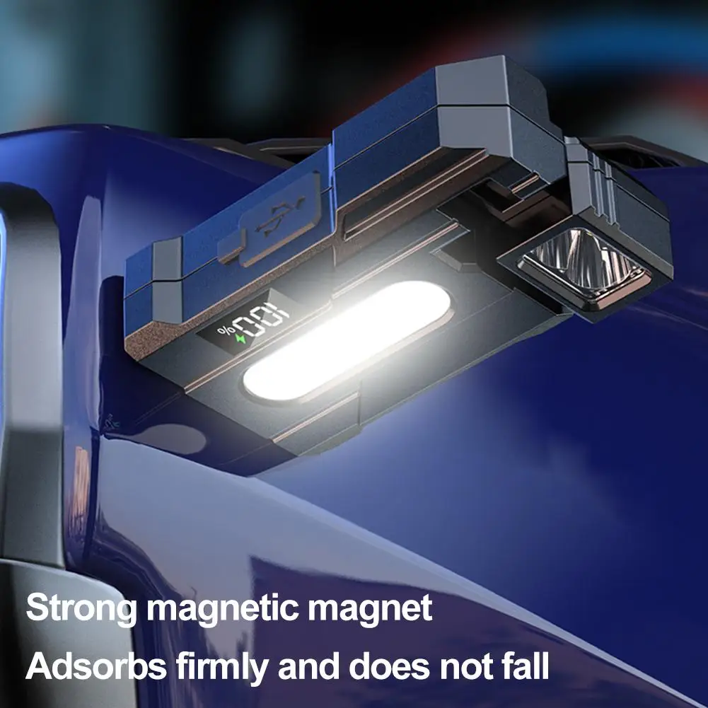 مصباح يدوي للتخييم شاشة LCD دوارة مقاومة للماء للمشي لمسافات طويلة مصباح يدوي محمول للتخييم زاوية قابلة للتعديل لليلة