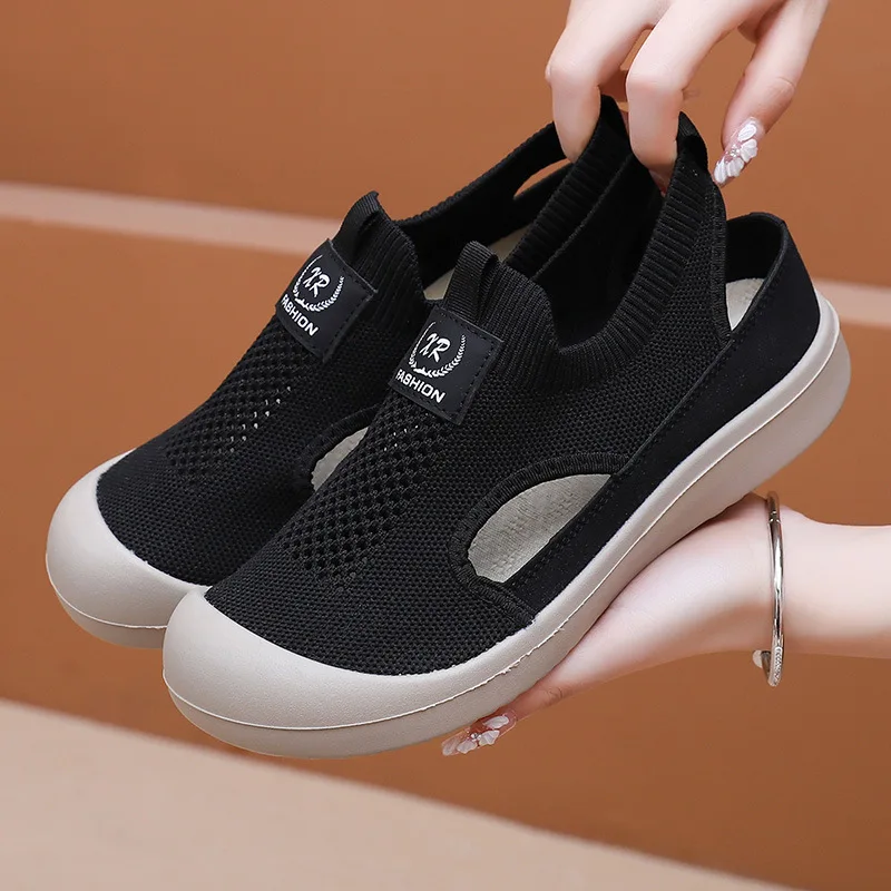 أحذية الصيف النسائية 2025 جديد شبكة الأسماك صنادل أرضية المرأة المفتوحة تو صندل خشبي السيدات حذاء كاجوال خفيف Zapatillas Muje #3