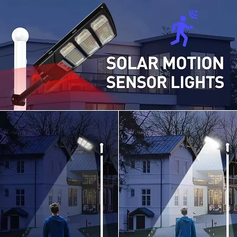 Solar Outdoor Street Lamps 2000W/3000W/4000W LED Lamps, Sunlight Motion Sensor Remote Control Garden Garage Courtyard Wall Lamps