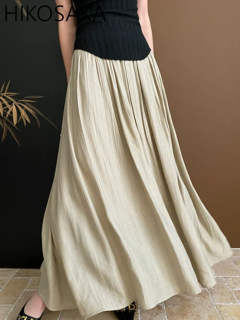 

New Chinese Style Temperament Drape Long Skirts High Waist A-line Female Jupes Solid All-match Fladas Mujer Moda 2024 Spring New