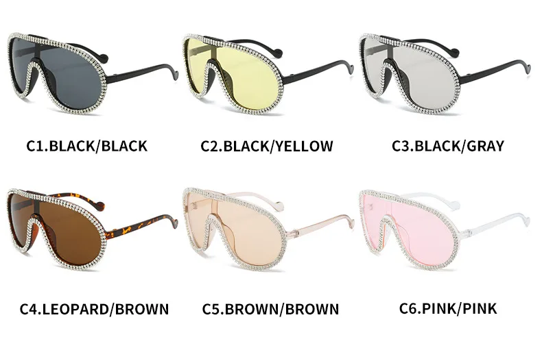 Oversized One-Pieces Diamond Yellow Sunglasses Luxury Designer Women Shades Sun Glasses For Summer Beach Lentes de sol mujer image 6