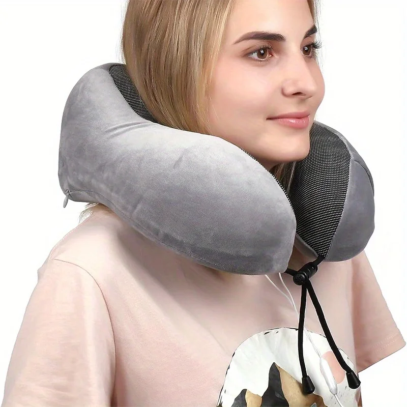 1pc U Shaped Memory Foam Neck Pillow, Soft Portable Travel Pillow Massage Neck Cervical Airplane Train Car Pillow, Cervical Trav