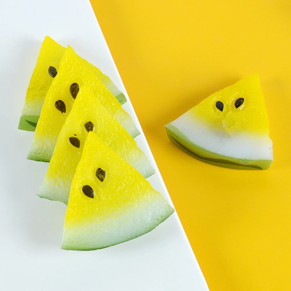 

6 шт., искусственный мини-кусочек арбуза, яркие цвета, реалистичный вид, мини-украшение для дома, миниатюрный фруктовый дом, модель еды