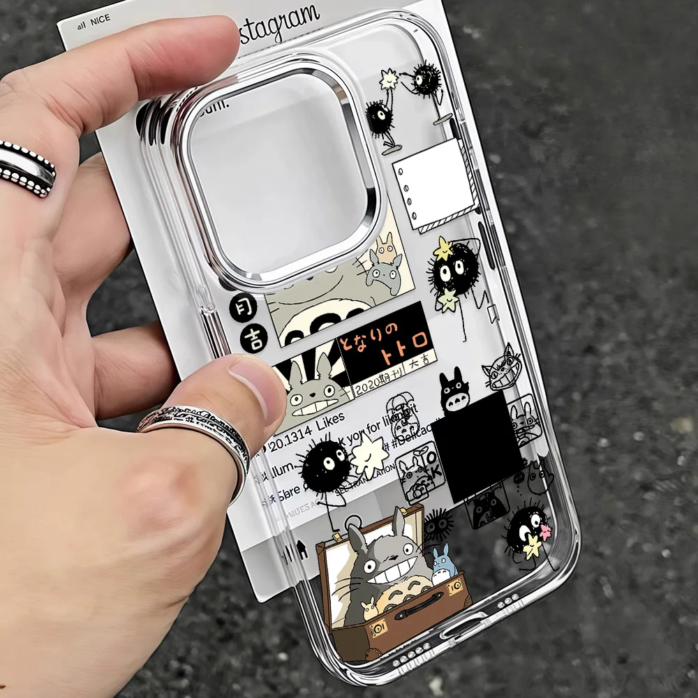 Anime T-Totoroes Kreatives Puzzle-Handyhülle für iPhone 17e 17 16e 16 15 14 13 12 11 Pro Max X XR Air Plus Transparente Weiche Schutzhülle