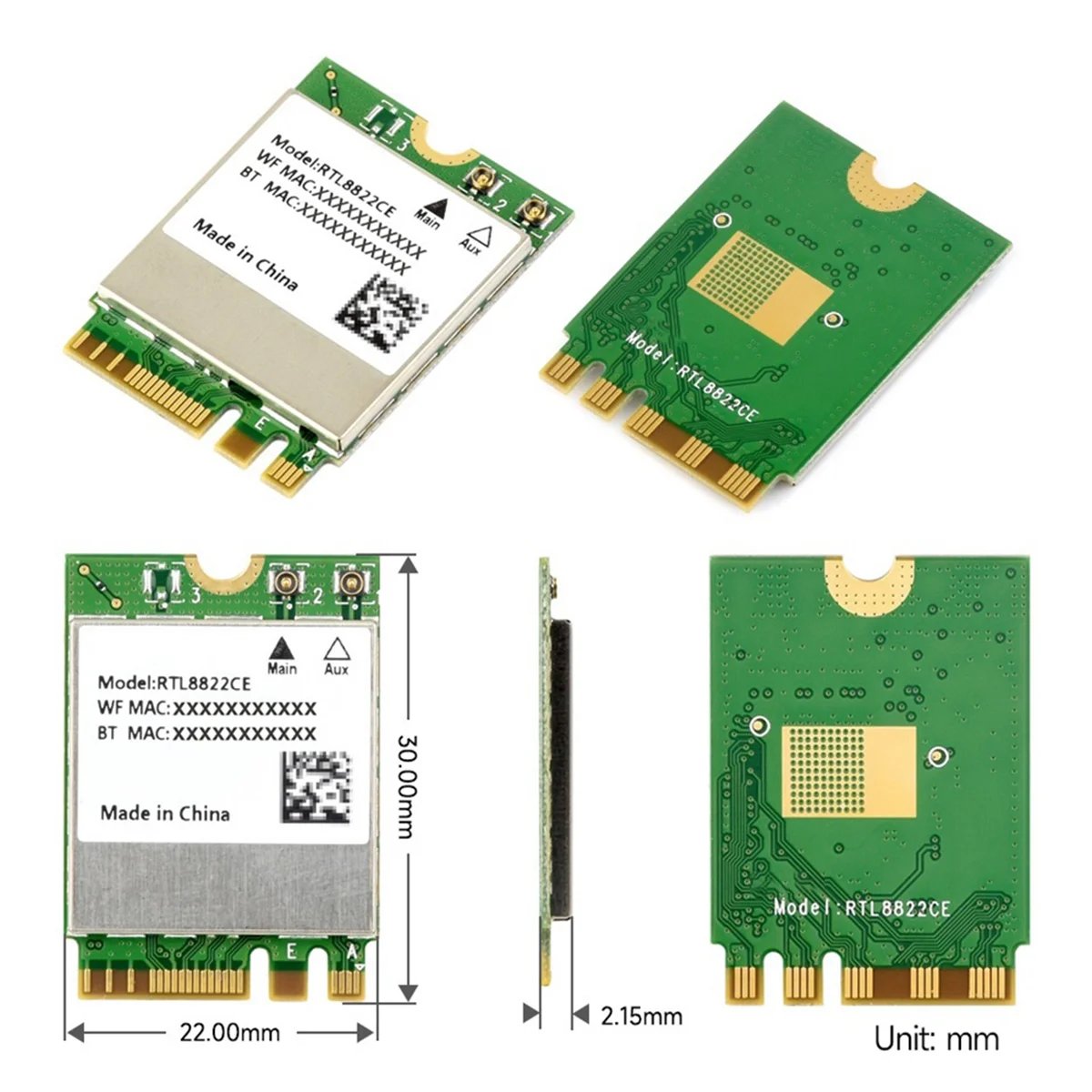 بطاقة الشبكة اللاسلكية A88M RTL8822CE ثنائية النطاق 2.4G/5G M.2 A/E مفتاح واي فاي بطاقة بلوتوث 5.0 تدعم الكمبيوتر المحمول Win10/11 Linux