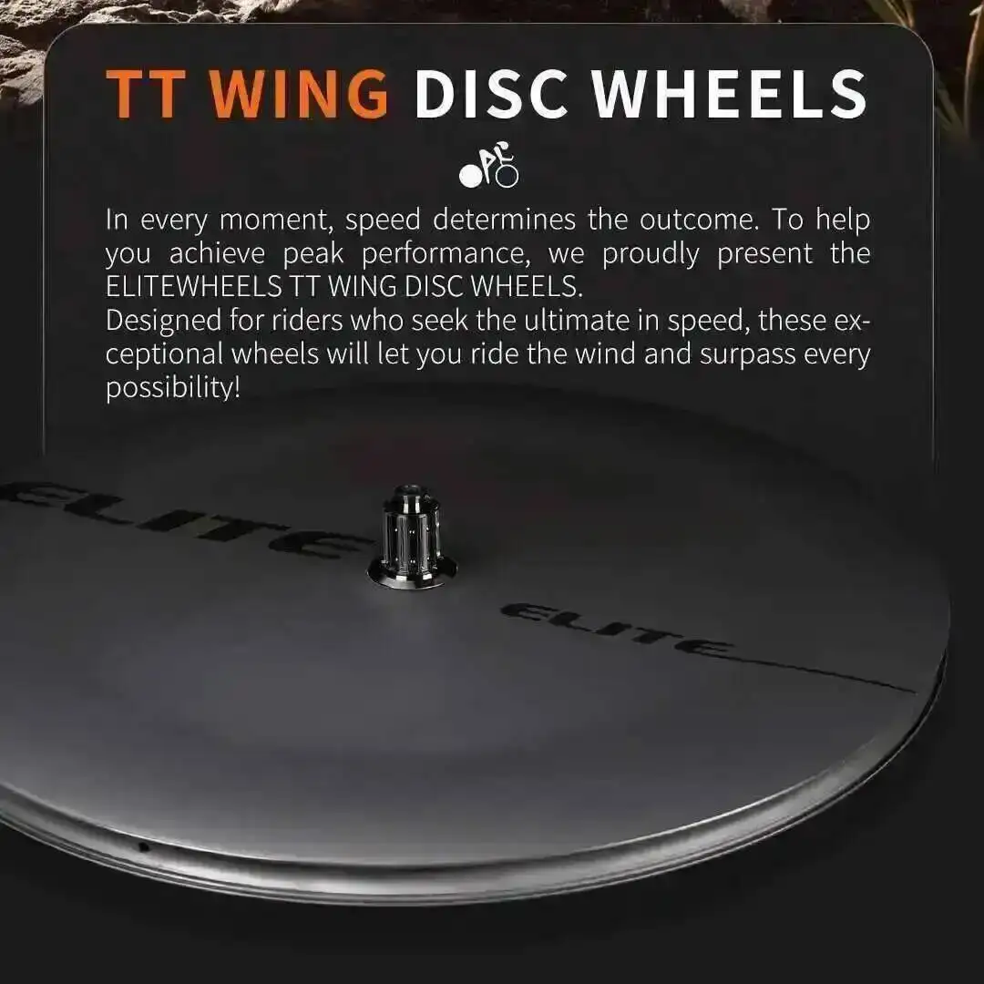 ELITEWHEELS 700C عجلة قرصية كربون شكل ايرو UD ماتي عجلات واسعة الفاصلة أنبوبي أنبوبي دراجة الترياتلون TT-Wing #3