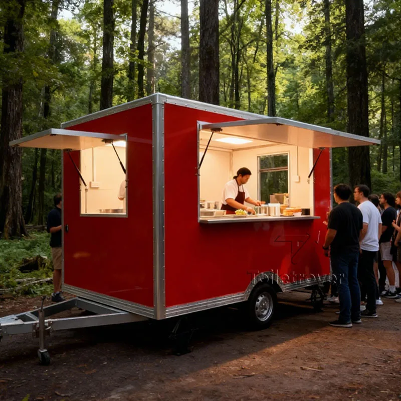 شاحنة طعام من الكروم المتنقلة التجارية لوازم التاكو والبطاطس المقلية والبطاطس المخبوزة ساندويتش بانكوك مقطورة طعام للبيع #3