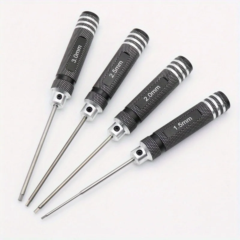 4Pcs 1.5/2/2.5/3.0mm Black Hex Drivers Allen Wrench Repair Tool Set for RC Cars