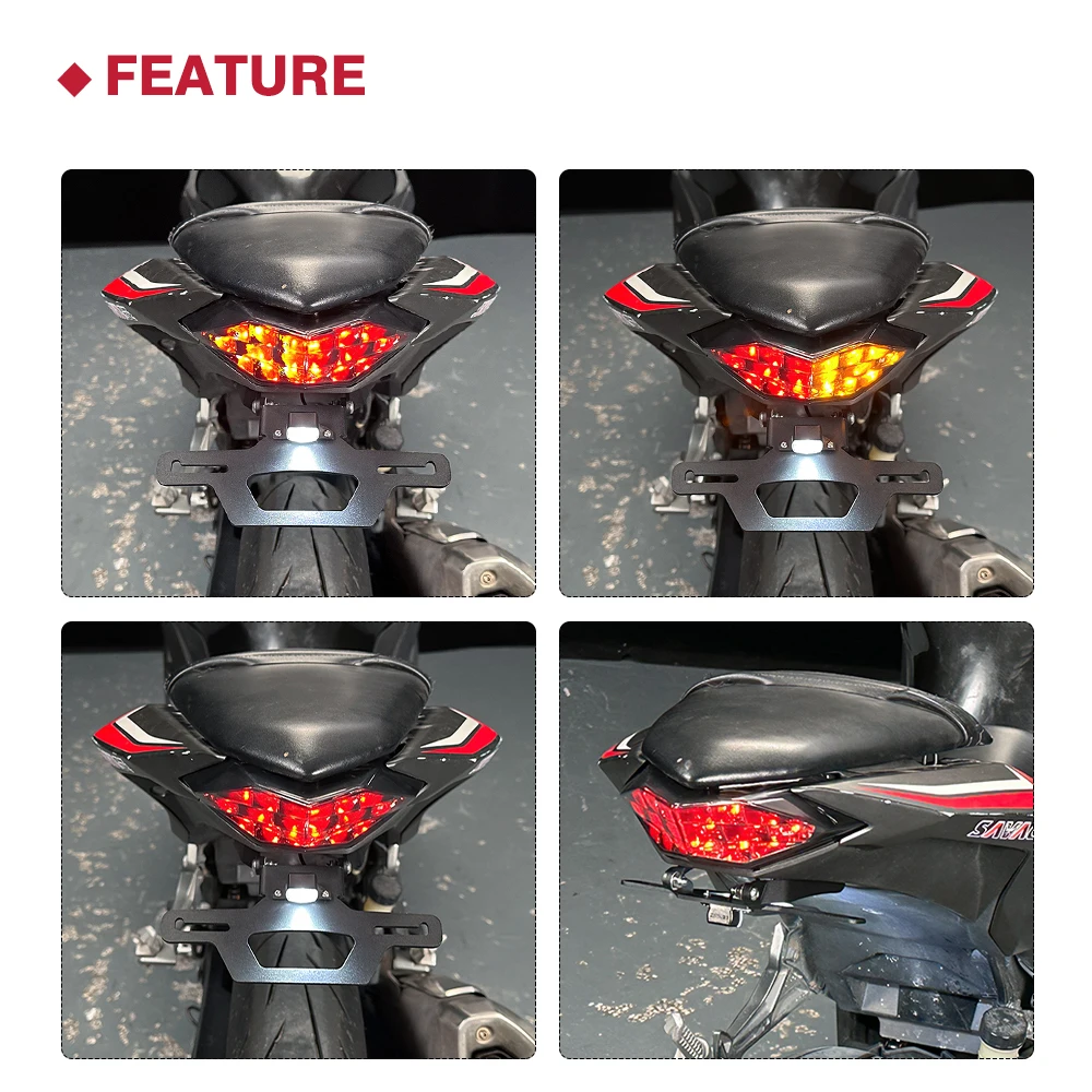 For Kawasaki Ninja 250 300 Z250 Z300 Motorcycle Folding License