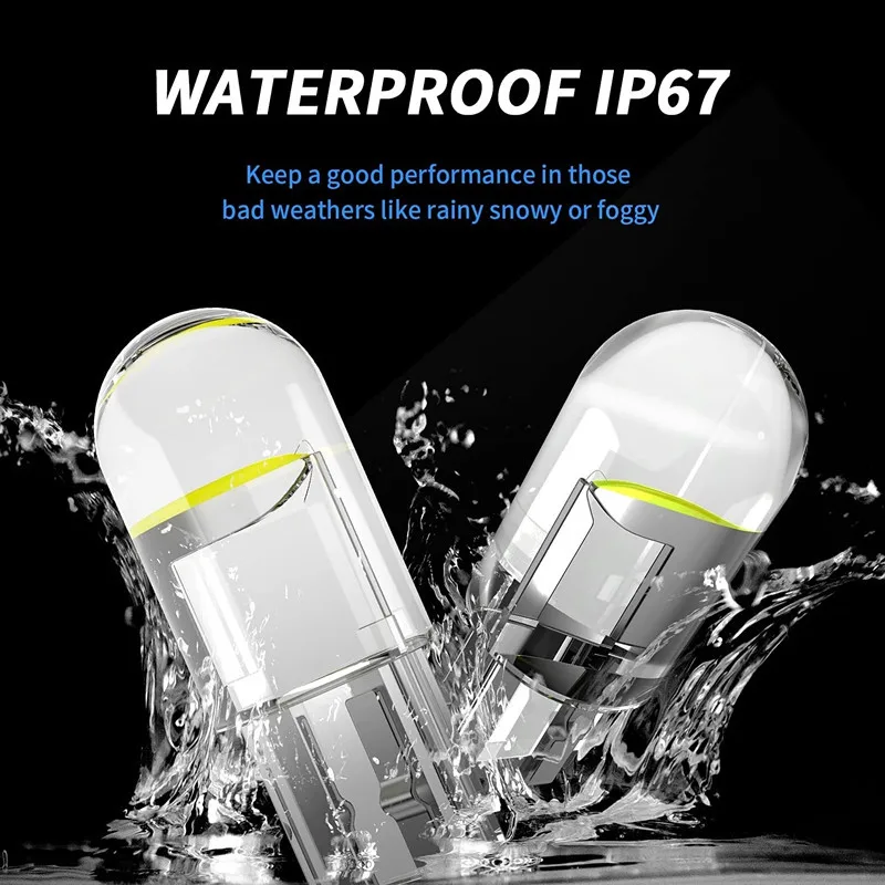 10X W5W LED Canbus T10 자동차 조명 COB 유리 인테리어 부품 전구 6000K 흰색 자동 번호판 램프 돔 읽기 빛 12V 썸네일 5