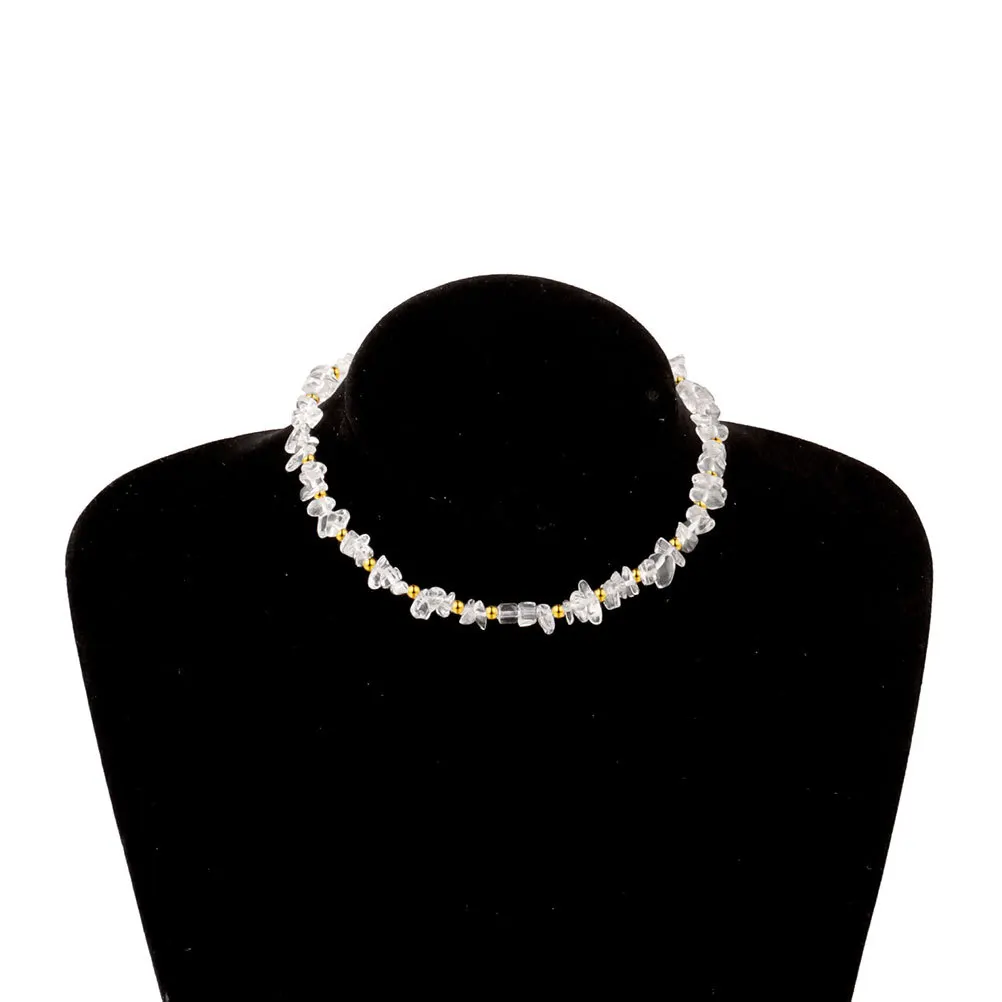 

Crystal Broken Pine Stone Necklace White Stylish Simple Collar Ornament Fashion Neck Accessories for Gift Crystal Necklace