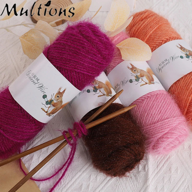 Мохеровая пряжа 75 г/шар, средней толщины, яркая шелковая нить, детская нить для вязания, ручная работа, «сделай сам», вязаный шарф, крючок, шляпа Мохеровая пряжа 75 г/шар, средней толщины, яркая шелковая нить, детская нить для вязания, ручная работа, «сделай сам», вязаный шарф, крючок, шляпа