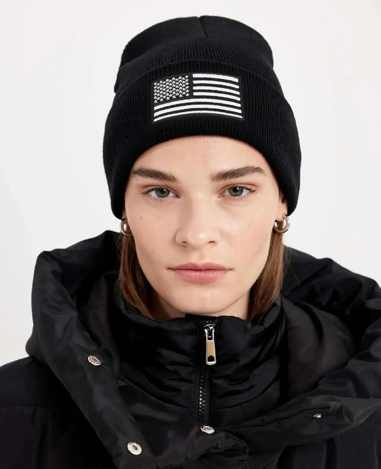 Зимняя шапка-бини с вышивкой американского флага для мужчин и женщин, многосезонная военная тактическая экипировка, полицейская армейская зимняя теплая шапка