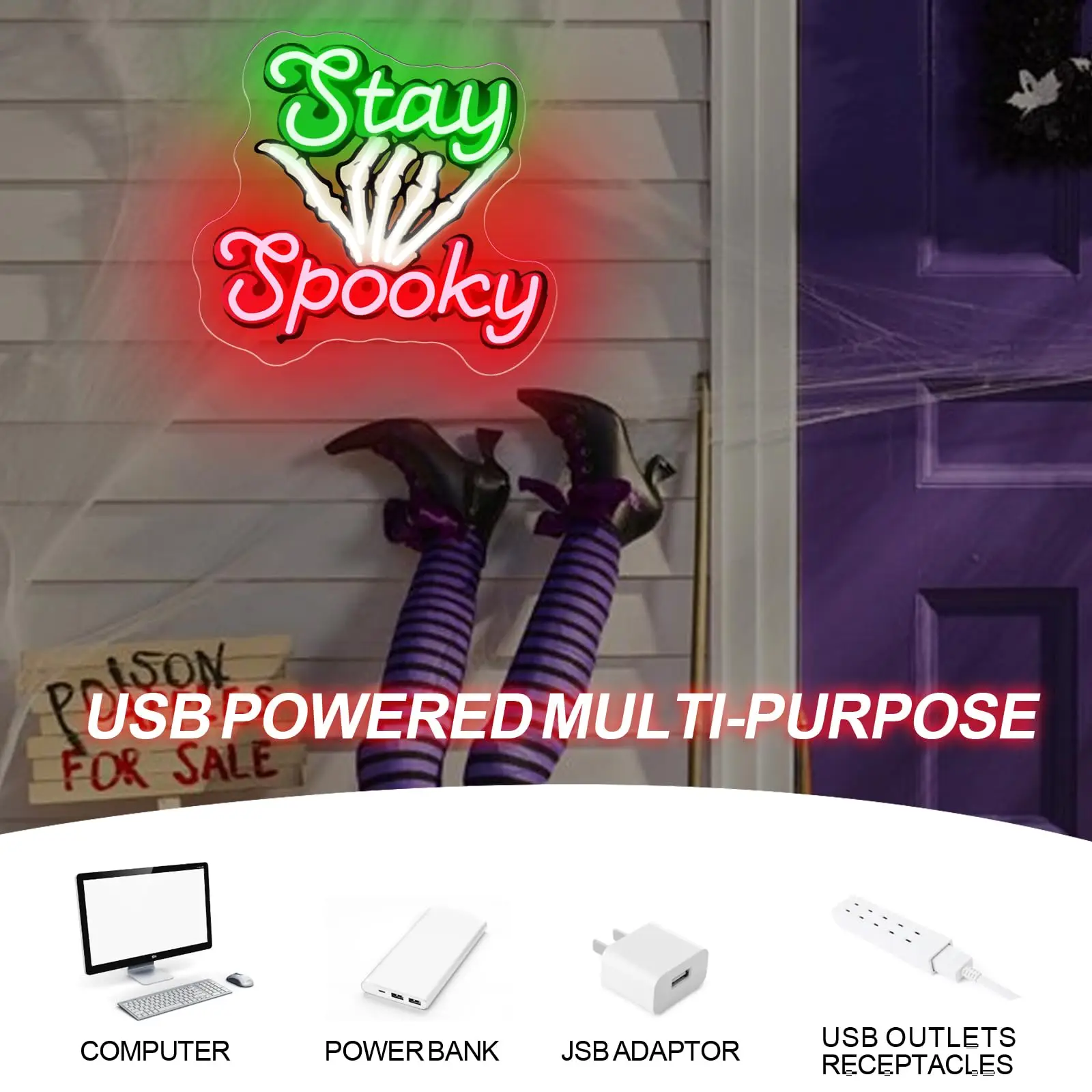 البقاء مخيف النيون الأشعة فوق البنفسجية طباعة مصباح ليد ديكور القوطية ل هدية شخصية غرفة نوم رجل كهف البيرة بار نادي غرفة الألعاب هالوين P