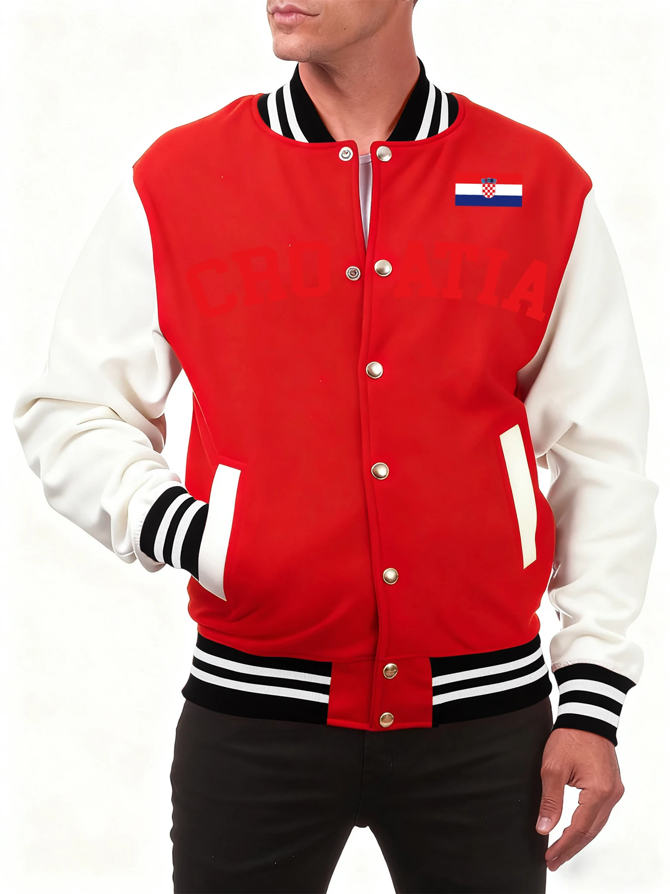 كرواتيا الوطنية رسالة مطبوعة البيسبول جيرسي الرجال موضة الهيب هوب جاكيتات الصوف لينة ملابس رياضية الخريف ملابس كاجوال #2