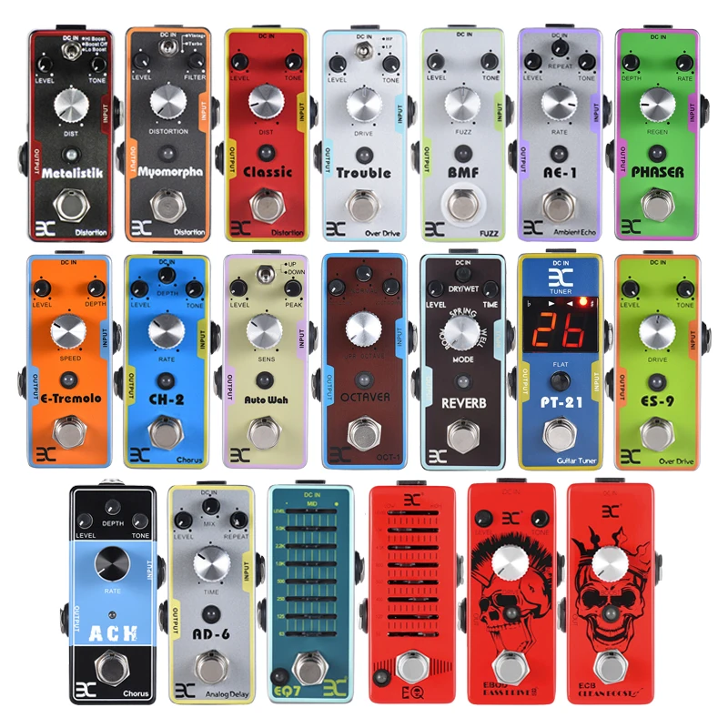 

ENO EX Guitar Bass Effects Processors Pedal Board OVERDRIVE Distortion Overload Faz Echo Reverb Wow Octave EQ Chorus Tuning