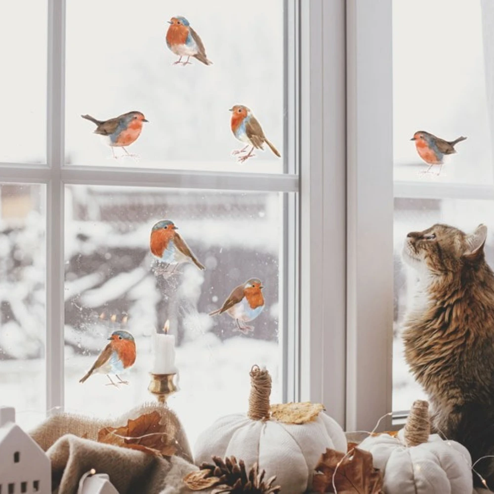 3 قطعة/ورقة فرع روبن نافذة الشارات ملصقات ذاتية اللصق DIY بها بنفسك غرفة المعيشة غرفة نوم حديقة مضحك الطيور ديكور مقاوم للماء