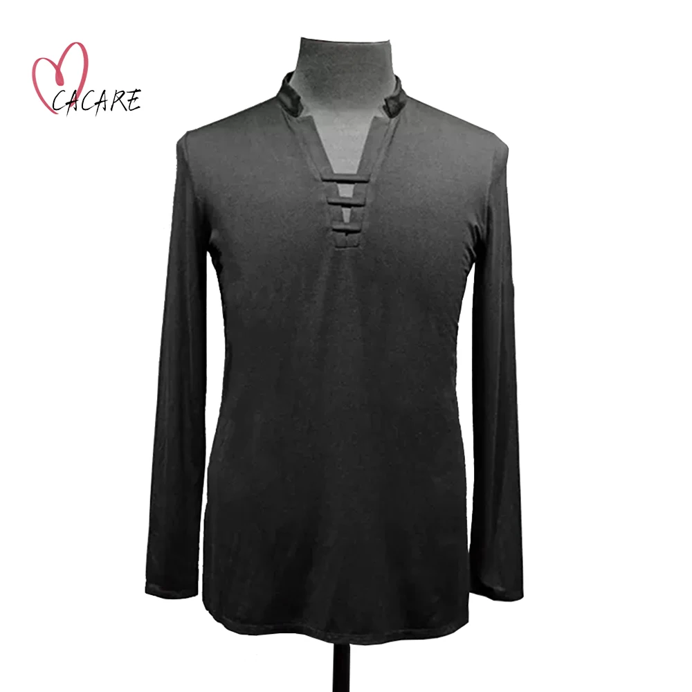 CACARE Mens Dance Top Shirts Clothes for Latin Ballroom Waltz Modern Jazz Competition Dance Wear Costumes D1355 Dropship