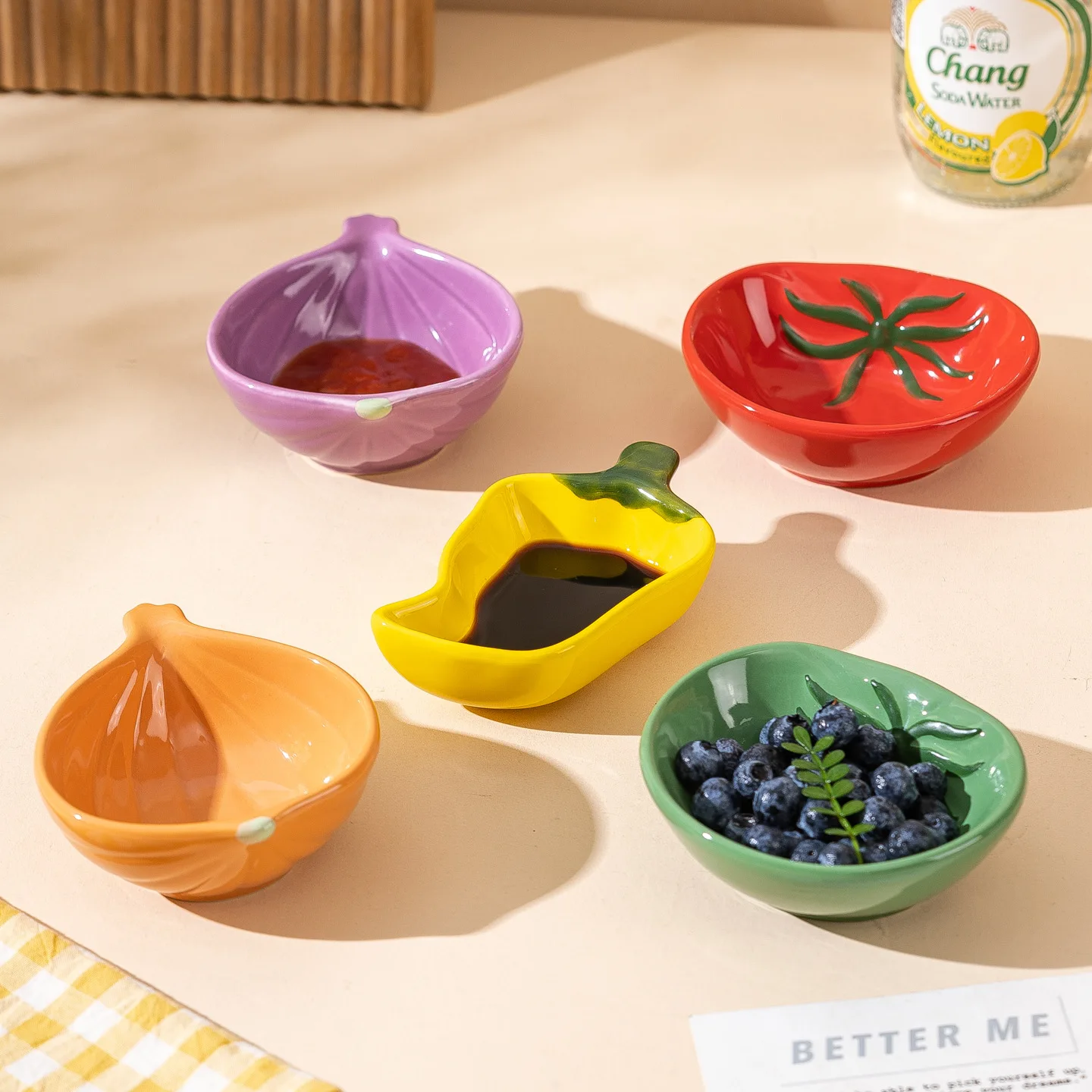 Sauce Dish Vegetable Shaped Ceramic Dipping Bowl Mini Seasoning Dish Soy Sauce Condiment Plate Home Kitchen Tableware