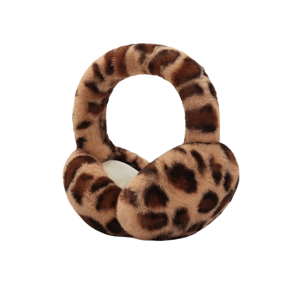 Fashion Leopard Ear Warmer Thickened Keep Warm Ear Muffs Anti-Freeze Collapsible Winter Earmuffs for Women Girls