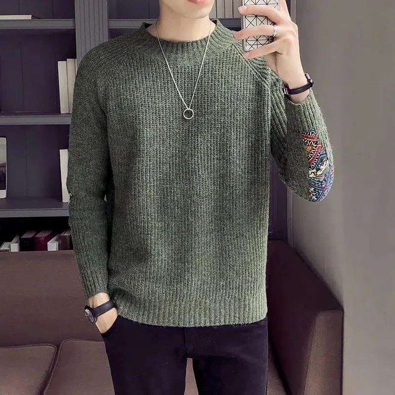 

Military een Men's Knitted Sweater Casual Ethnic Sle Autumn Winter Small Size Personali Leisure Faion Thiened Regul...