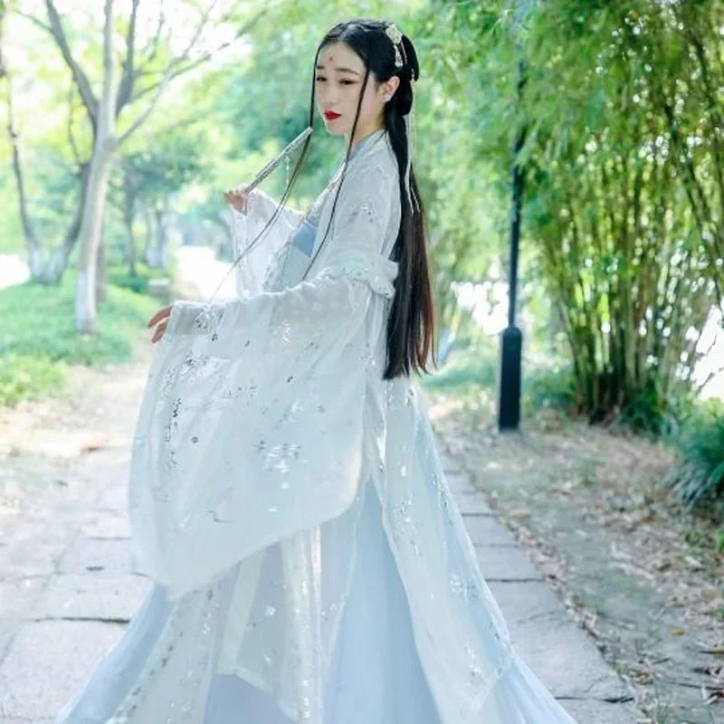 

Chinese Traditional Hanfu Costume Ladies Han Fu Clothes For Women Big Girls Long sleeve Tops Fairy Oriental Ancient Cape Cosplay