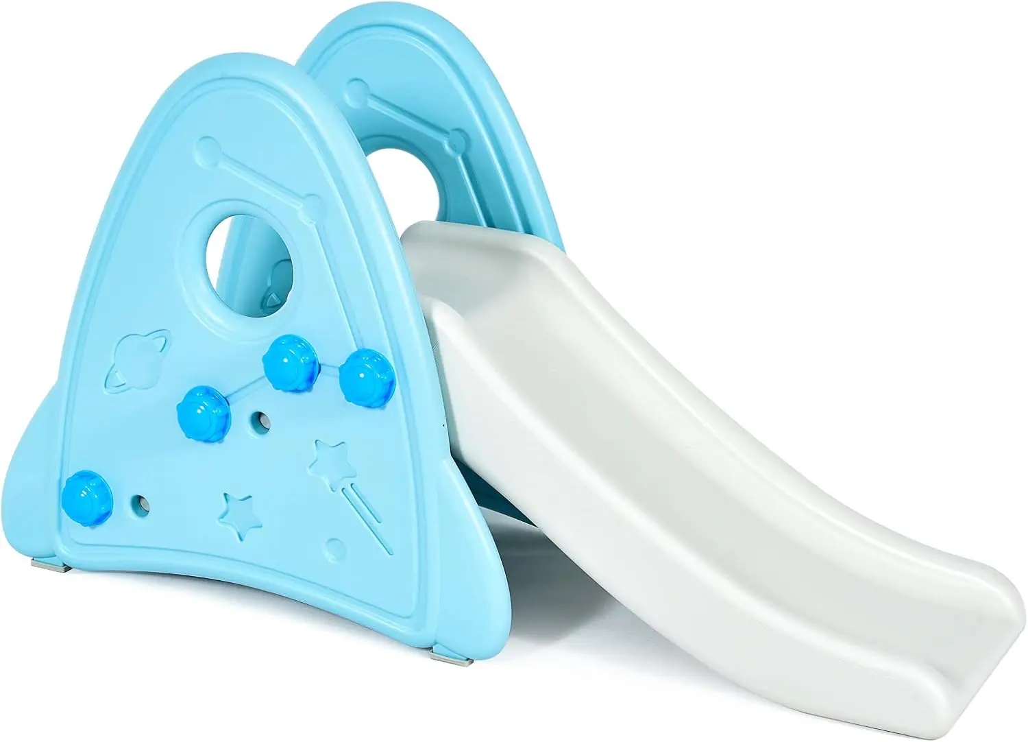 

Детский игровой комплекс с горкой для дома и улицы, с широкими нескользящими педалями, подходит для детей от 6 месяцев до 8 лет (синий)