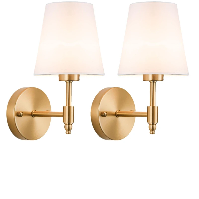 

American wiring-free bedroom bedside lamp, living room decorative painting cloth cover gold wireless charging dimmable wall lamp