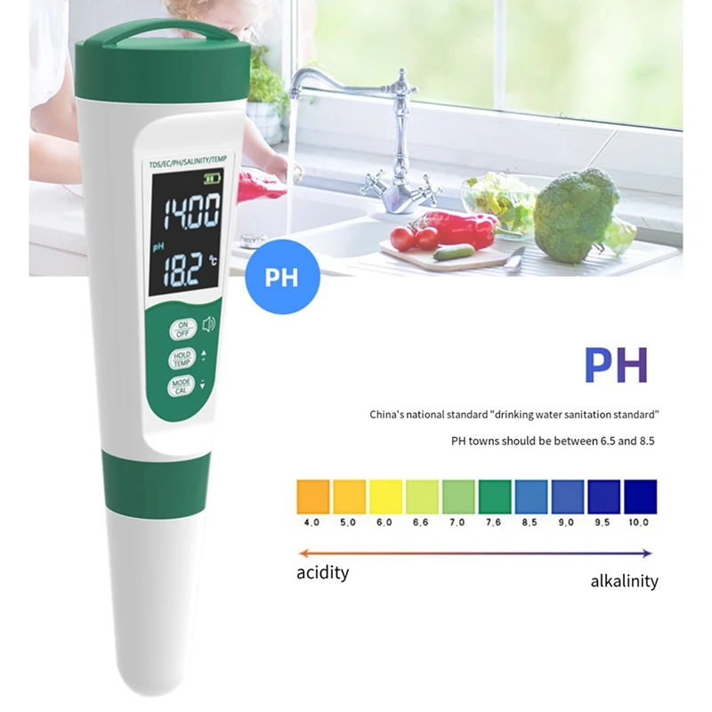 Water Quality Test Pen Tds Salinity Meter Voice Model EC Acidity Multi-Parameter Water Quality Tester