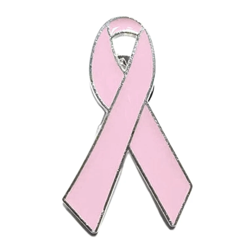 E15E Pink Ribbon Brooches Badge Breast Cancers Health Care Patient Pin Women Public Welfare Badges Glitter Brooches Pins