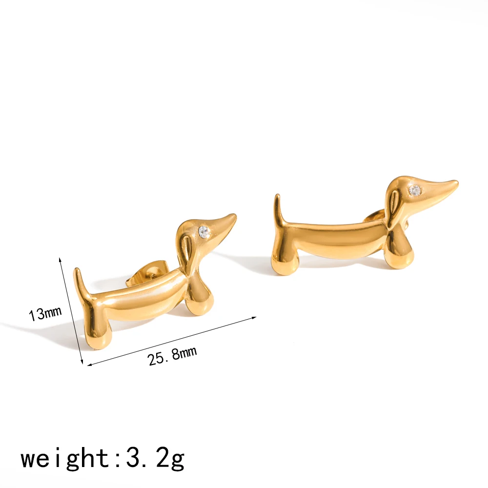 Niedliche Dackel-Anhänger-Halskette für Frauen, Haustier-Schmuckset, 18K vergoldeter 316L Edelstahl-Schmuck, Geschenke – Detail 6