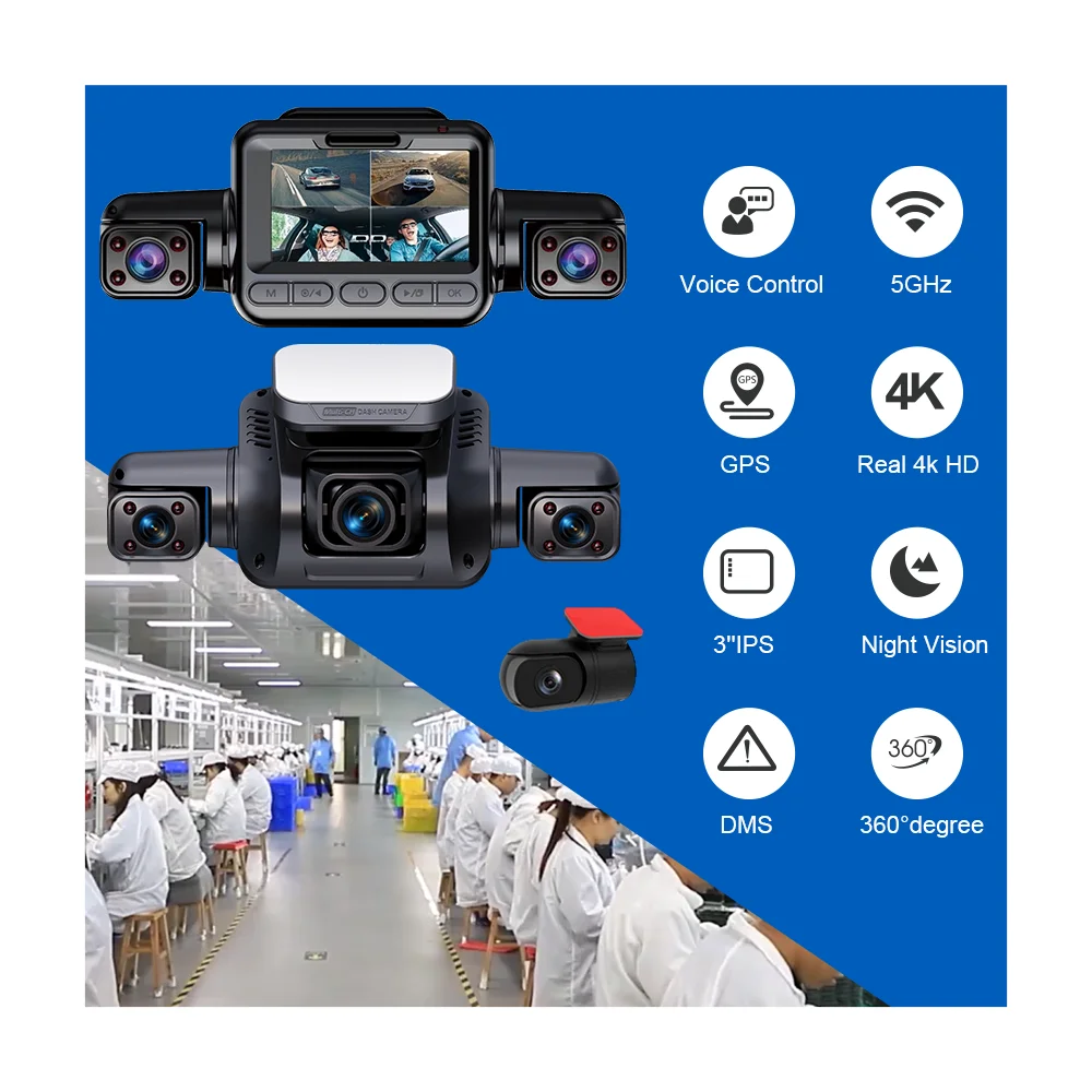 Ad-360 AI DMS Dash Cam for Car 3k Dash Cam 4 Camera G-sensor Dashcam 24h Parking Monitor Dvr Camera for Car