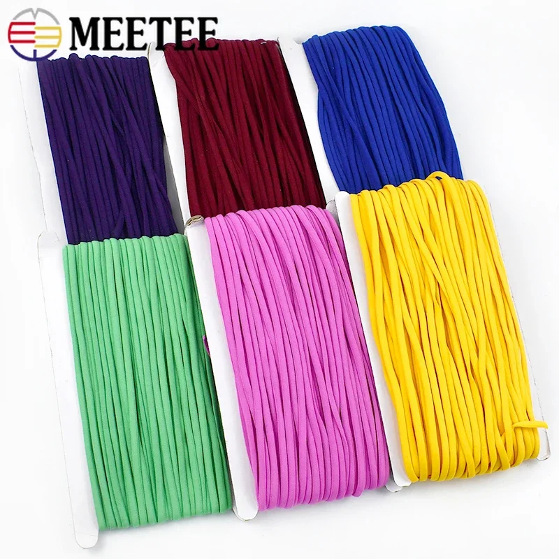 5/10M 5mm Meetee Nylon Elastic Band Ear Hanging Rope Strench Rubber Ropes Mask String Oil Core Belt Elastics Cord Sewing Crafts