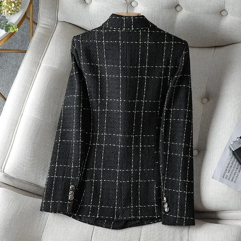 Tweed White Suit Jacket women\'s 2024 autunno inverno nuovo cappotto Casual Small Fragrance Outwear Ladies Temperament Blazer Top femminile