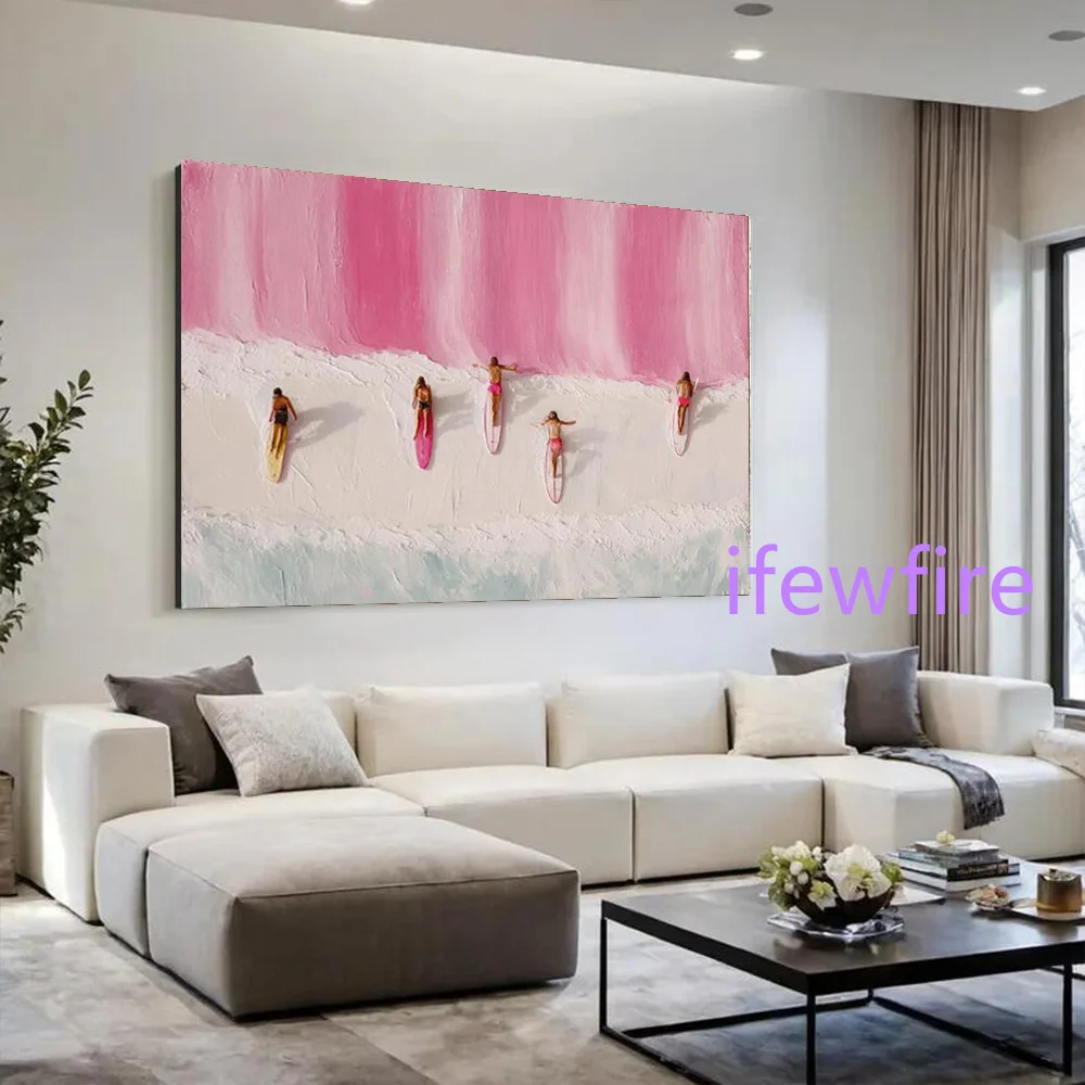 100% Handmade Abstract Oil Painting on Canvas Mural - Unique Family Gathering Wall Art for Living Room Decor Creative Image Gift