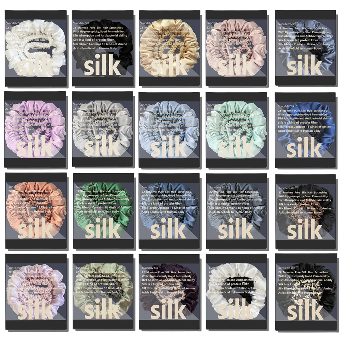 Lussuoso 100% seta naturale tinta unita elastici per capelli elastici per capelli di alta qualità donne grandi fasce per capelli accessori per capelli antiscivolo