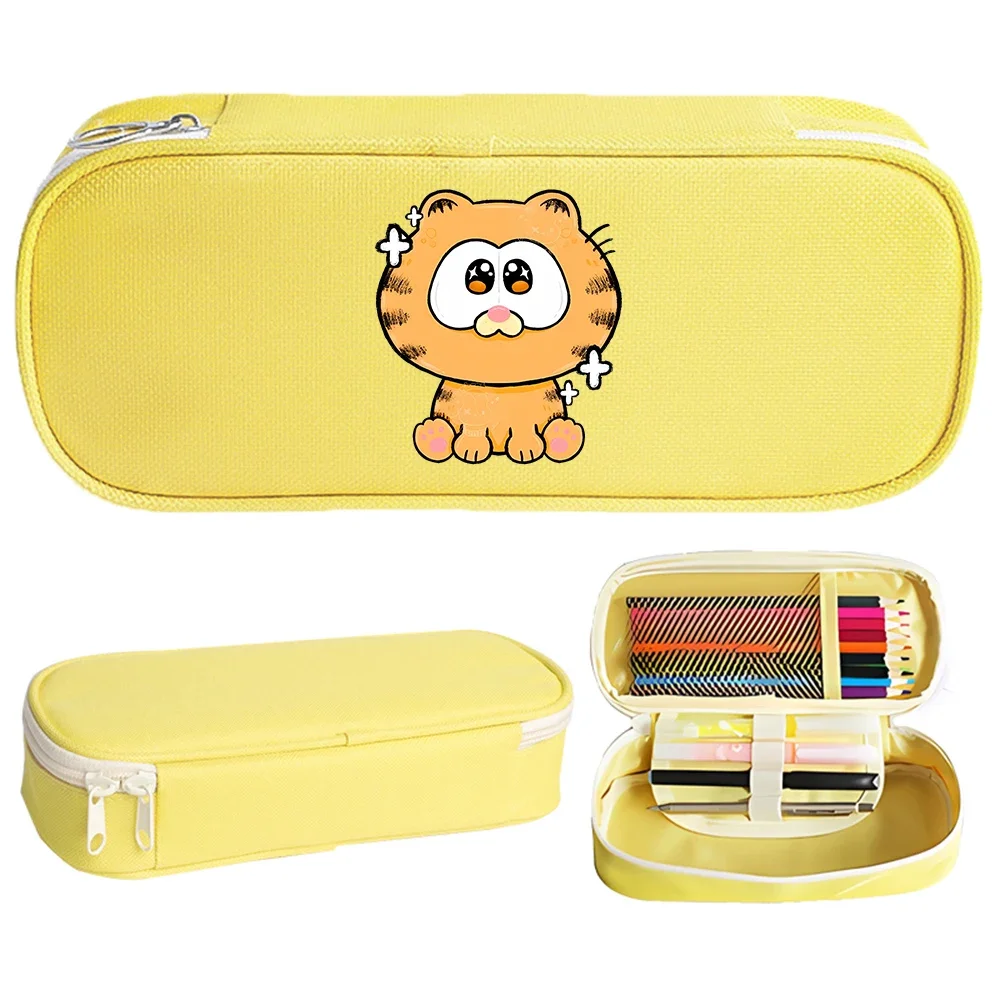 Garfields Odie Pencil Case Pen Bag Interlayer Zipper Stationery Box Storage Bag Wallet Student Polyester Pencilbag Birthday Gift