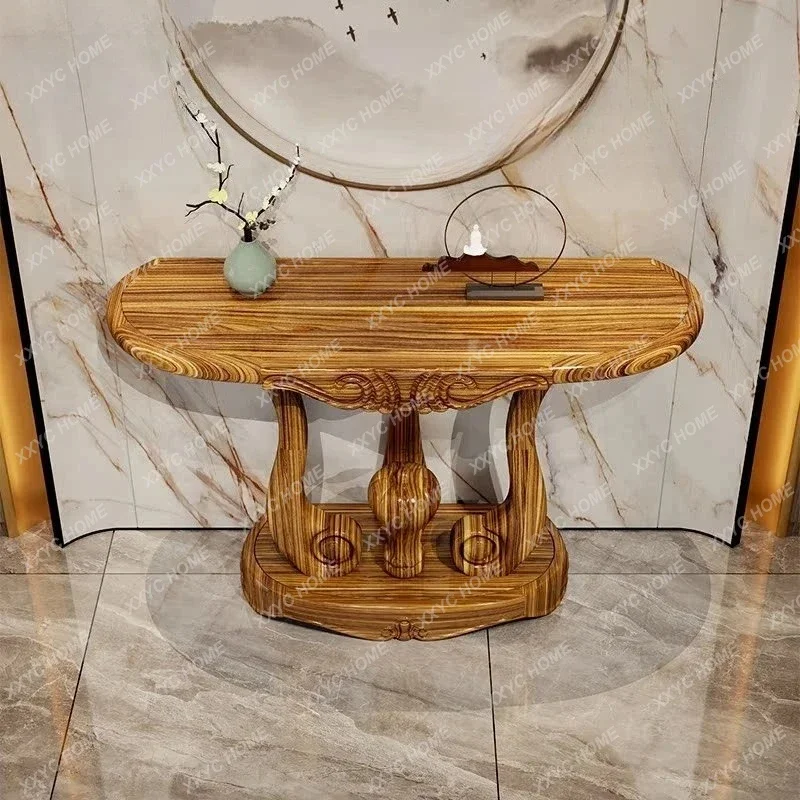 

A Nordic ebony entrance table European solid wood villa crown carved large apartment decorative cabinet