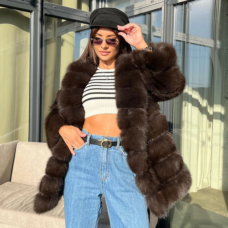 Black Fox Fur Coats Womens Real Fox Fur Coats Woman Fox Fur Jacket 2024 New Arrivals Womens Clothing